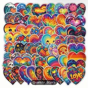 50 Colorful Heart Stickers